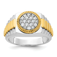 10ktt IBGoodman Men's Polished Satin & Ribbed Round Cluster Ring Mtg-B59382