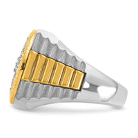 14k Two-Tone 2 ct Lab Grown Dia VS/SI+ G+ Comp Ribbed Men's Cluster Ring-B59383