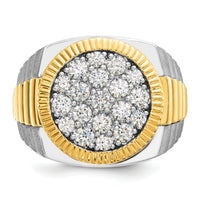 14k Two-Tone 2 ct Lab Grown Dia VS/SI+ G+ Comp Ribbed Men's Cluster Ring-B59383