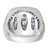 14k Two-Tone 2 ct Lab Grown Dia VS/SI+ G+ Comp Ribbed Men's Cluster Ring-B59383