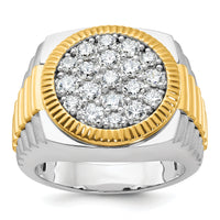 14k Two-Tone 2 ct Lab Grown Dia VS/SI+ G+ Comp Ribbed Men's Cluster Ring-B59383