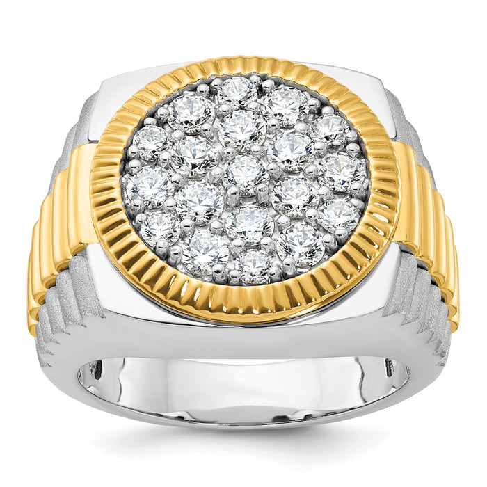 14k Two-Tone 2 ct Lab Grown Dia VS/SI+ G+ Comp Ribbed Men's Cluster Ring-B59383
