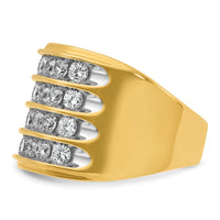 14k w/ White Rhodium 3 3/4 ct Lab Grown Dia VS/SI+ G+ 4 Row Men's Ring-B59389