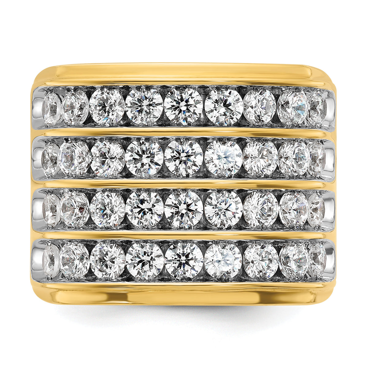 14k w/ White Rhodium 3 3/4 ct Lab Grown Dia VS/SI+ G+ 4 Row Men's Ring-B59389