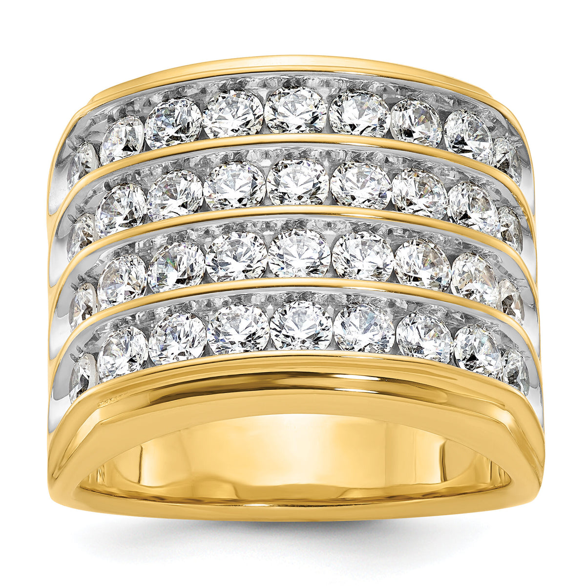 14k w/ White Rhodium 3 3/4 ct Lab Grown Dia VS/SI+ G+ 4 Row Men's Ring-B59389