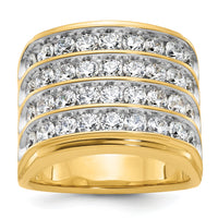 14k w/ White Rhodium 3 3/4 ct Lab Grown Dia VS/SI+ G+ 4 Row Men's Ring-B59389