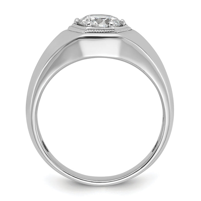 14k White Gold 1 ct Lab Grown Diamond VS/SI+ G+ Complete Men's Ring-B59390
