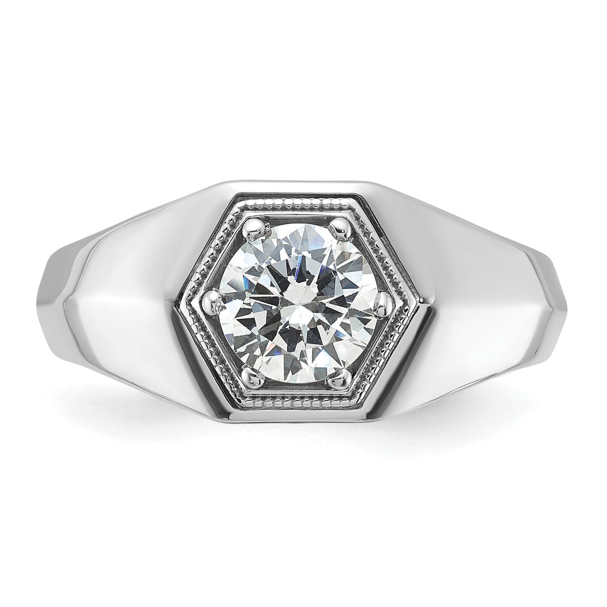 14k White Gold 1 ct Lab Grown Diamond VS/SI+ G+ Complete Men's Ring-B59390