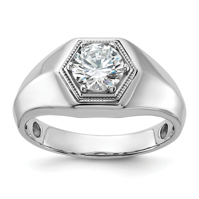 14k White Gold 1 ct Lab Grown Diamond VS/SI+ G+ Complete Men's Ring-B59390-4WLG