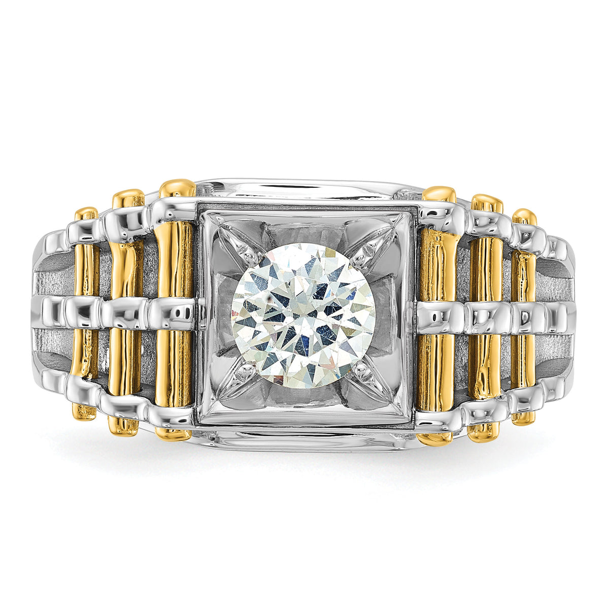 14k Two-tone 1 ct Lab Grown Dia VS/SI+ G+ Complete Men's Ring-B59392