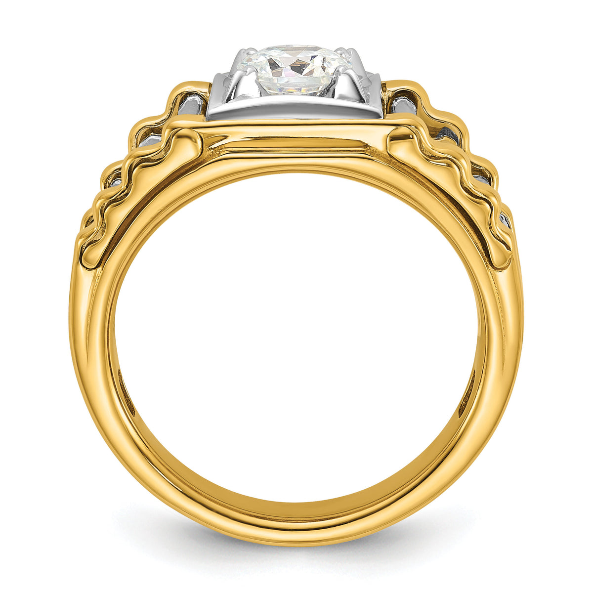 14k Two-Tone 1 carat Lab Grown Diamond VS/SI+ G+ Complete Men's Ring-B59393