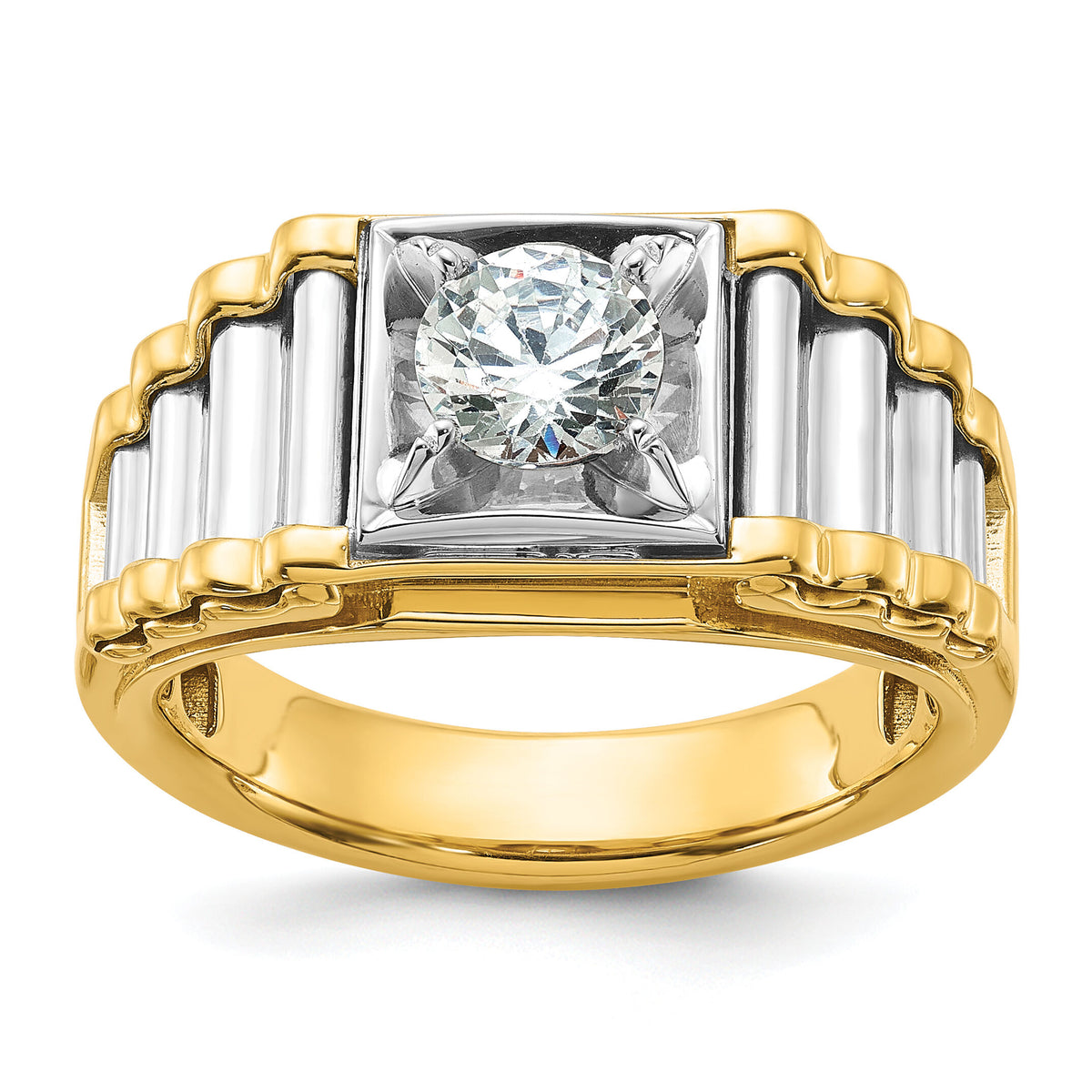 14k Two-Tone 1 carat Lab Grown Diamond VS/SI+ G+ Complete Men's Ring-B59393