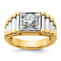 14k Two-Tone 1 carat Lab Grown Diamond VS/SI+ G+ Complete Men's Ring-B59393