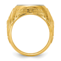 14k Two-Tone Engravable Round Signet ring-B59400