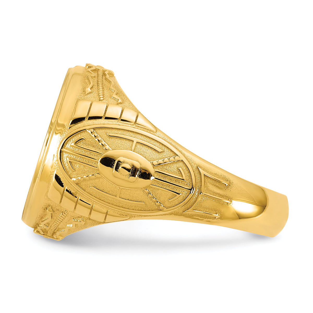 14k Two-Tone Engravable Round Signet ring-B59400