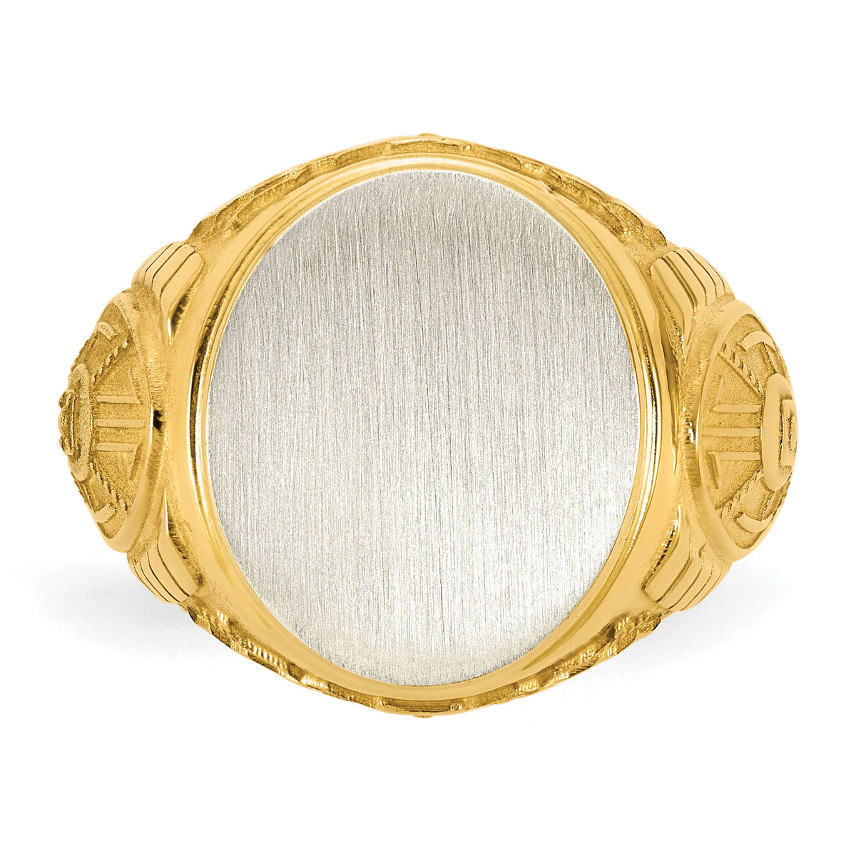 14k Two-Tone Engravable Round Signet ring-B59400