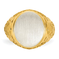 14k Two-Tone Engravable Round Signet ring-B59400