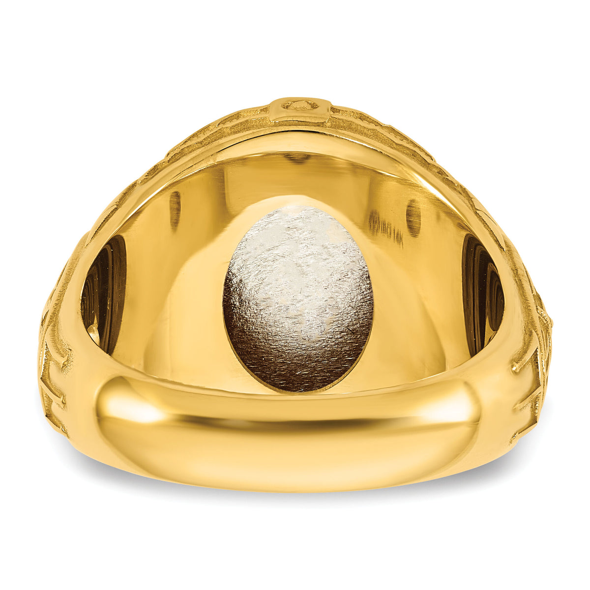 14k Two-Tone Engravable Round Signet ring-B59400