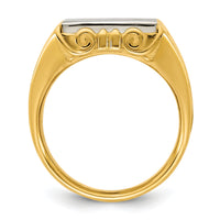 14k Two-Tone Engravable Square Signet ring-B59401