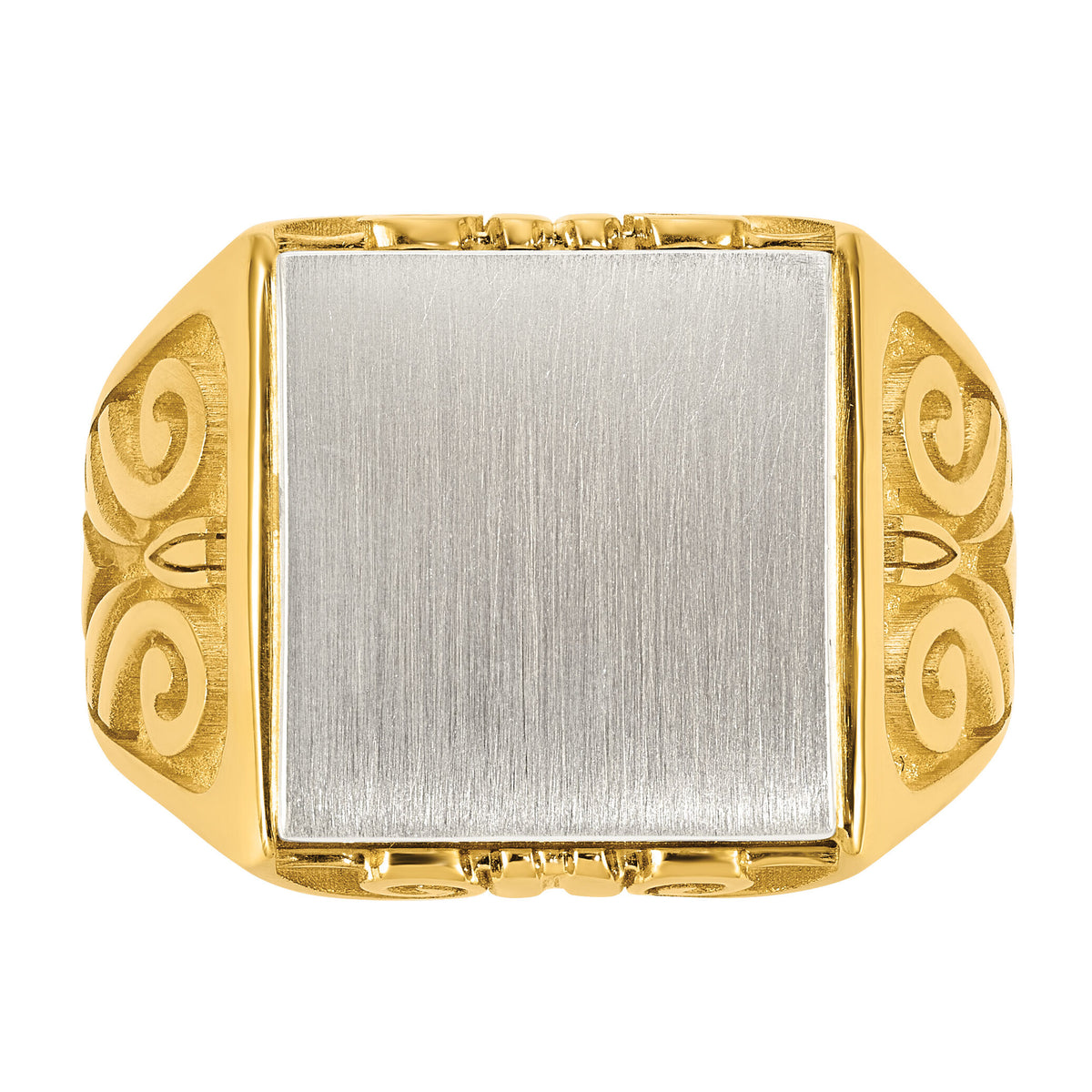 14k Two-Tone Engravable Square Signet ring-B59401