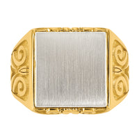 14k Two-Tone Engravable Square Signet ring-B59401