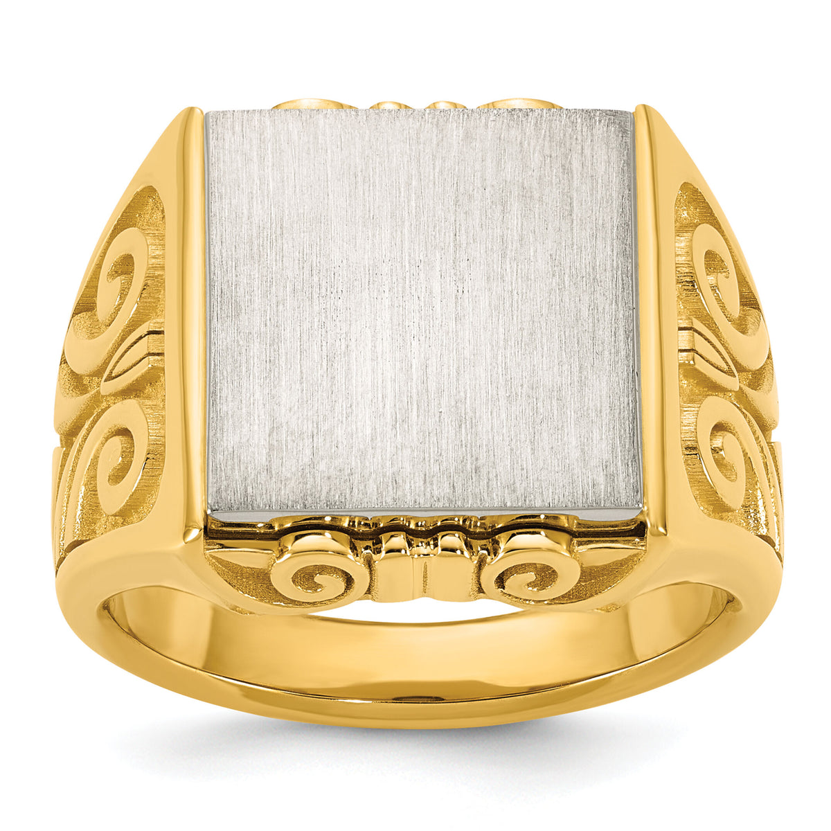 14k Two-Tone Engravable Square Signet ring-B59401