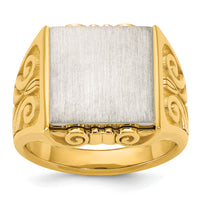 14k Two-Tone Engravable Square Signet ring-B59401