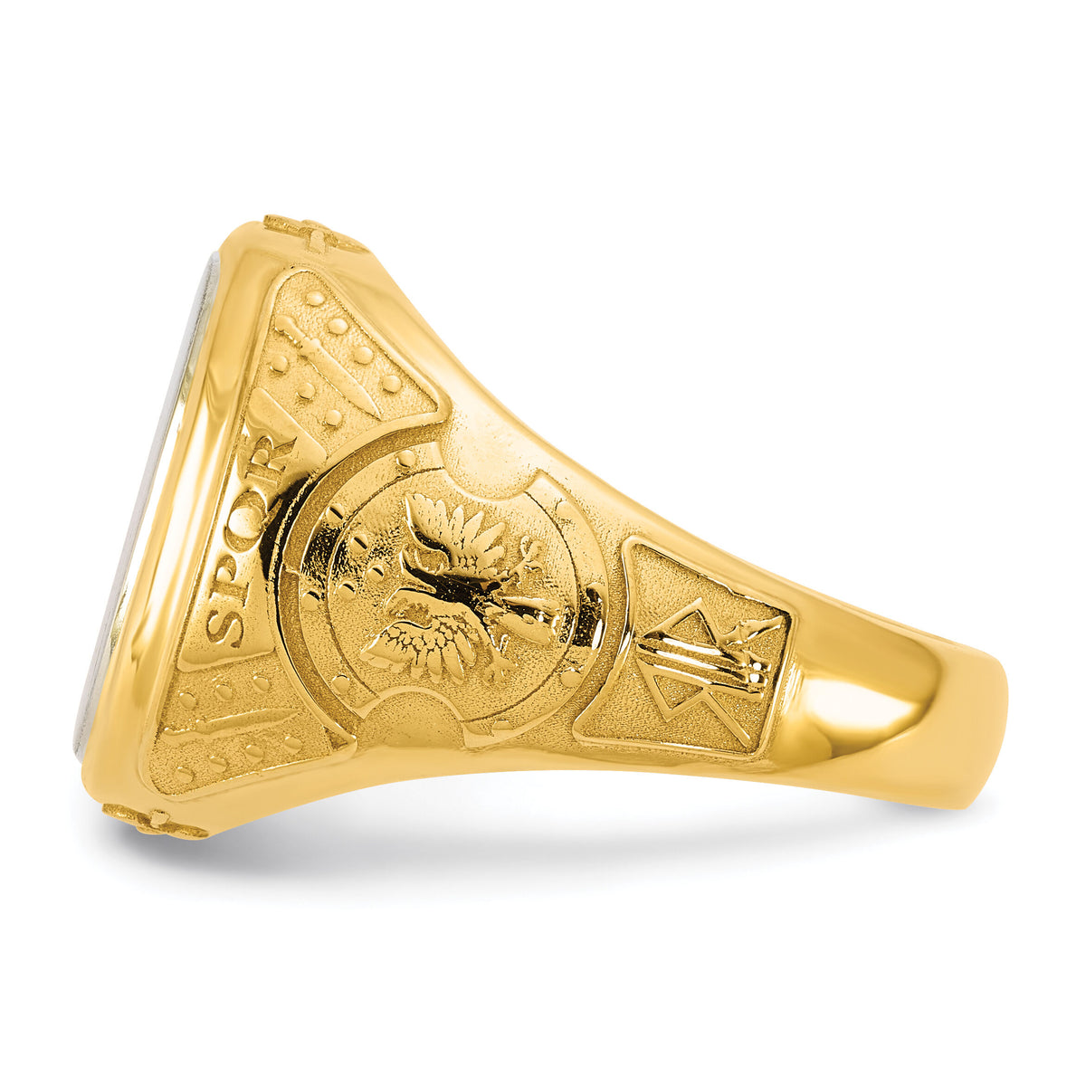 14k Two-Tone Engravable Square with Rounded Corners Signet ring-B59402