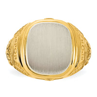 14k Two-Tone Engravable Square with Rounded Corners Signet ring-B59402