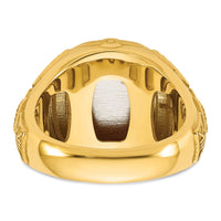 14k Two-Tone Engravable Square with Rounded Corners Signet ring-B59402