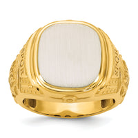 14k Two-Tone Engravable Square with Rounded Corners Signet ring-B59402
