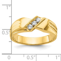 14k IBGoodman Men's Polished and Grooved 3-Stone Diamond Ring-B60613
