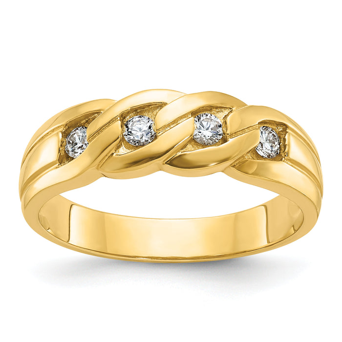 14k IBGoodman Men's Link Design Diamond Complete Ring-B60614