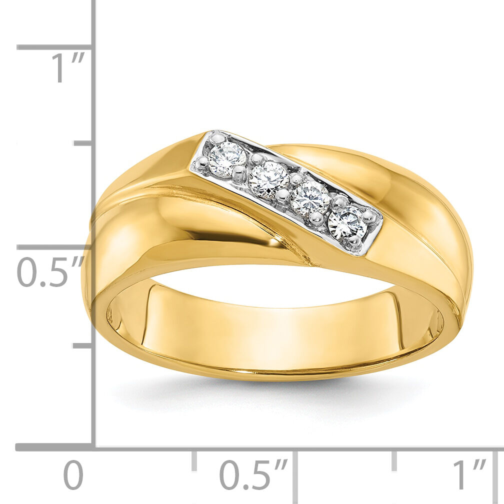 14k w/ White RH IBGoodman Men's Polished Curved Bypass Diamond Ring-B60669