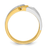 14ktt IBGoodman Men's Polished and Grooved 3-Stone Diamond Ring-B62288