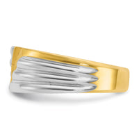 14ktt IBGoodman Men's Polished and Grooved 3-Stone Diamond Ring-B62288
