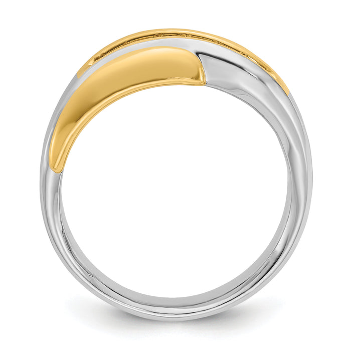 14ktt IBGoodman Men's Polished & Grooved Curved Bypass Diamond Ring-B63061