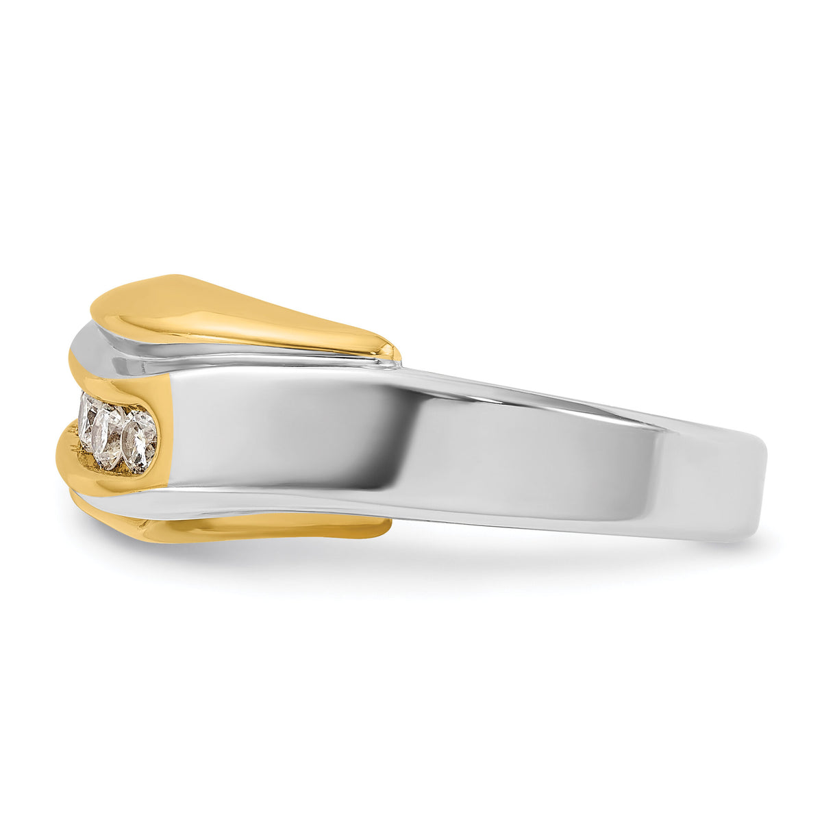 14ktt IBGoodman Men's Polished & Grooved Curved Bypass Diamond Ring-B63061