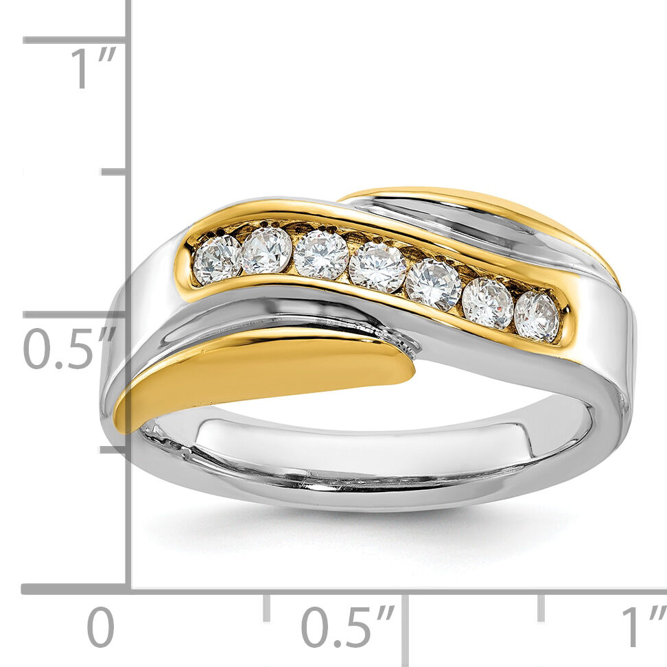 14ktt IBGoodman Men's Polished & Grooved Curved Bypass Diamond Ring-B63061