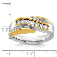 14ktt IBGoodman Men's Polished & Grooved Curved Bypass Diamond Ring-B63061