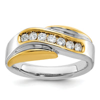 14ktt IBGoodman Men's Polished & Grooved Curved Bypass Diamond Ring-B63061
