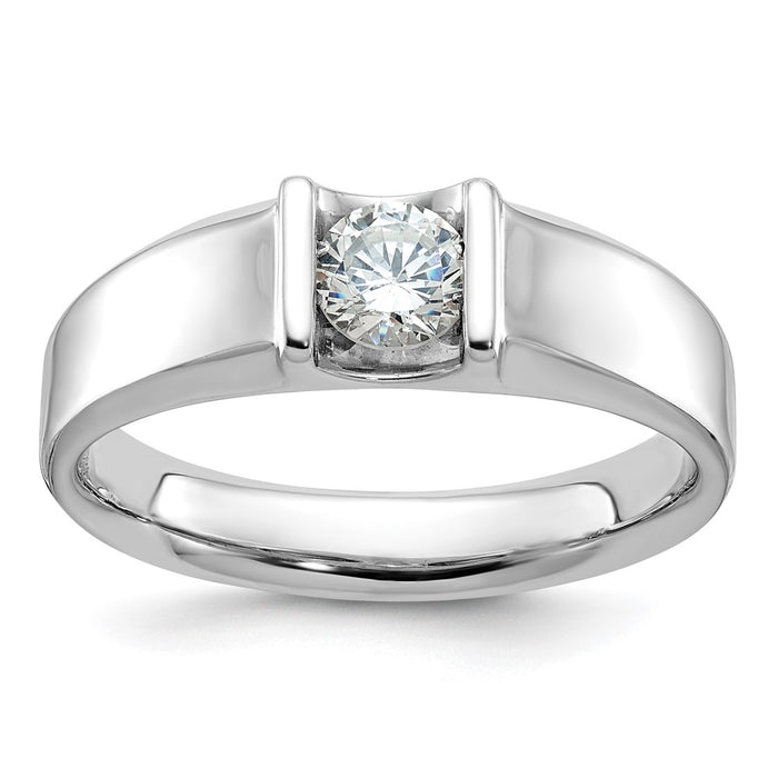 14k White Gold IBGoodman Men's 1/2 carat Diamond Complete Ring-B63072-4WAA