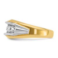 IBGoodman 14k Two-tone Men's Polished and Grooved 5-Stone 1 Carat AA Quality Diamond Ring-B63103-4YWAA