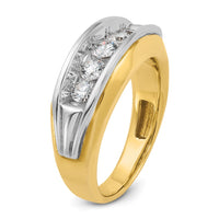 IBGoodman 14k Two-tone Men's Polished and Grooved 5-Stone 1 Carat AA Quality Diamond Ring-B63103-4YWAA