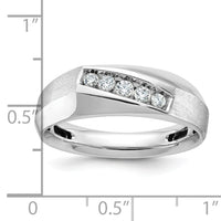 14k White Gold IBGoodman Men's Polished & Satin 5-Stone Diamond Ring-B63119