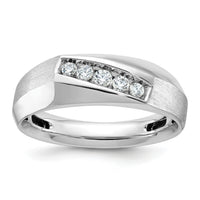 14k White Gold IBGoodman Men's Polished & Satin 5-Stone Diamond Ring-B63119
