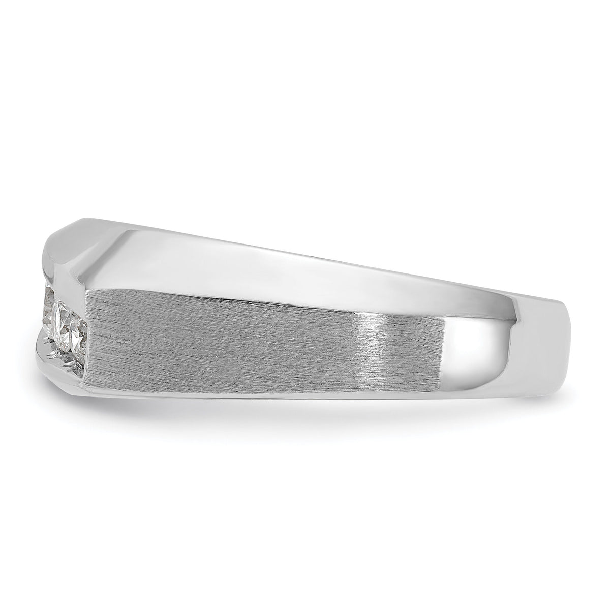 14k White Gold IBGoodman Men's Polished & Satin 5-Stone Diamond Ring-B63120