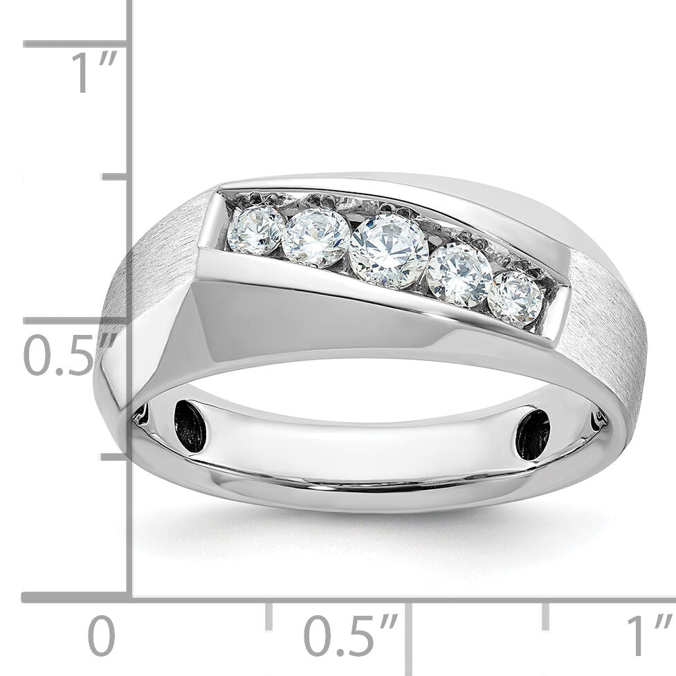 14k White Gold IBGoodman Men's Polished & Satin 5-Stone Diamond Ring-B63120