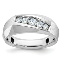 14k White Gold IBGoodman Men's Polished & Satin 5-Stone Diamond Ring-B63120