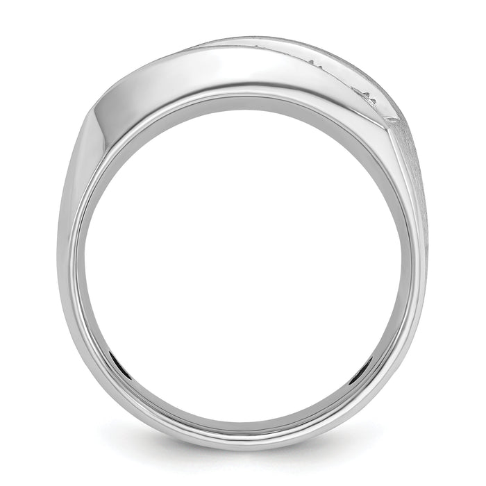 14k White Gold IBGoodman Men's Polished & Satin 5-Stone Diamond Ring-B63121
